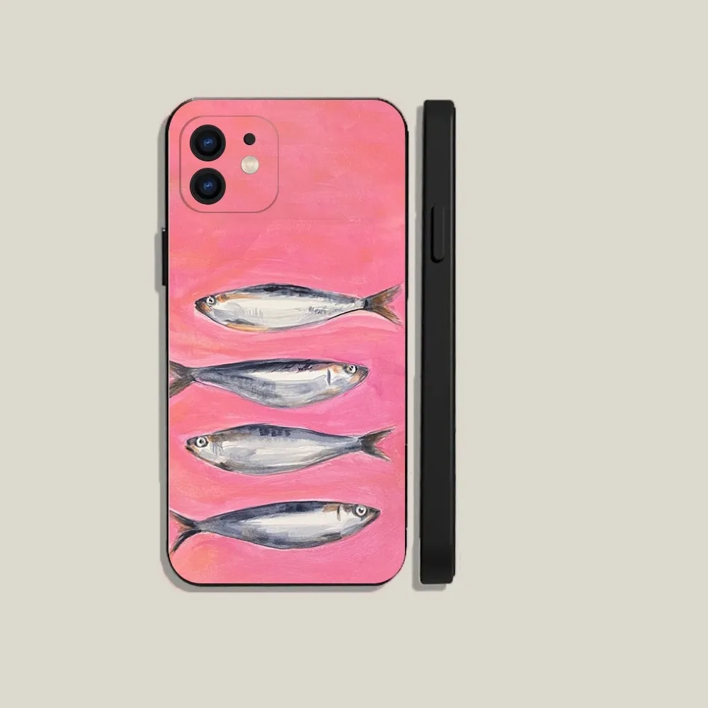 Canned Sardines Etui na telefon do iPhone 15 14 13 12 11 Plus Pro Max XS X XR SE Mini 8 7 Miękka silikonowa czarna obudowa