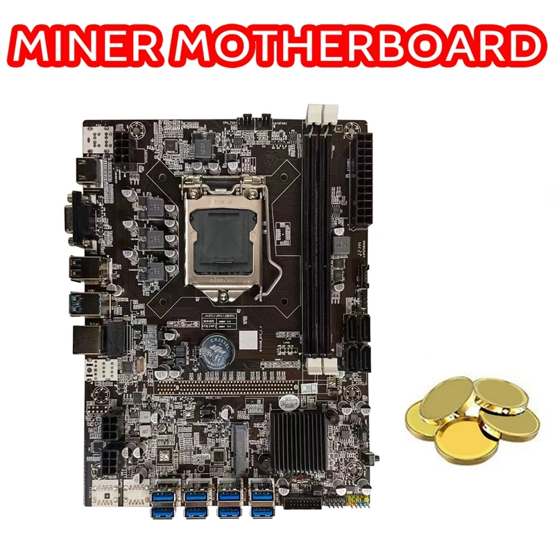 B75 BTC Mining Motherboard 8XUSB3.0+I3 2100 CPU+DDR3 4GB RAM+128G SSD+Fan+SATA Cable+Switch Cable+Thermal Grease images - 6