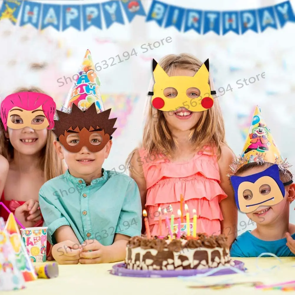 12 шт. Пикачу Покемон го Хэллоуин фетровые маски для детей косплей вечевечерние