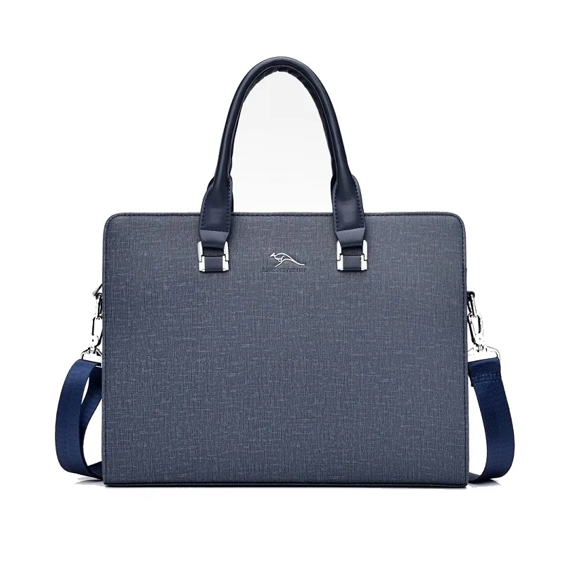 Men's Handbag Briefcase Large Capacity File Bag Attache Portfolio Business Shoulder Letter Blue Black