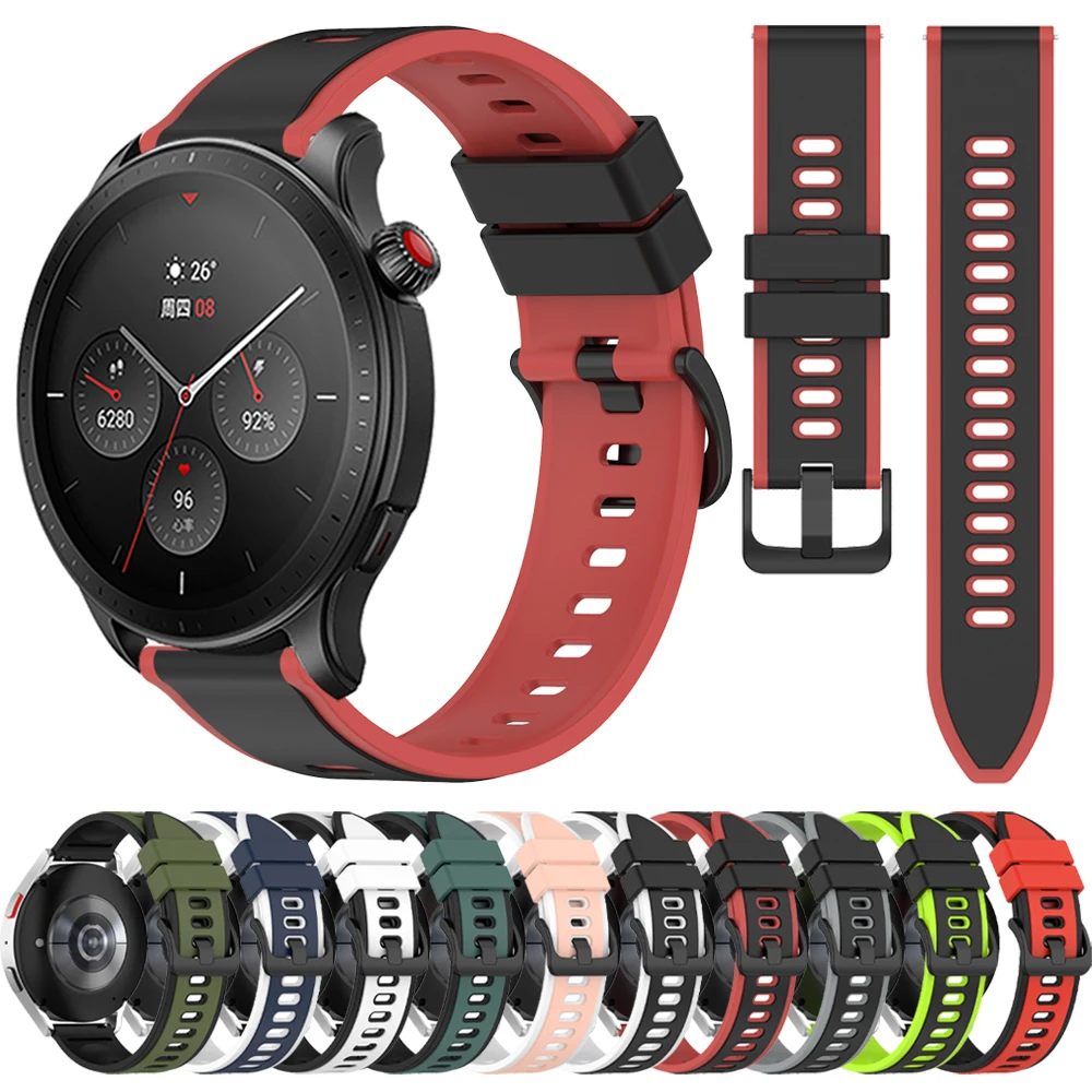 

Ремешок силиконовый спортивный для Huami Amazfit GTR 4 / GTR 3 Pro 2 2e, браслет Stratos GTS 2 Bip с диаметром 47 мм 42 мм, 20/22 мм