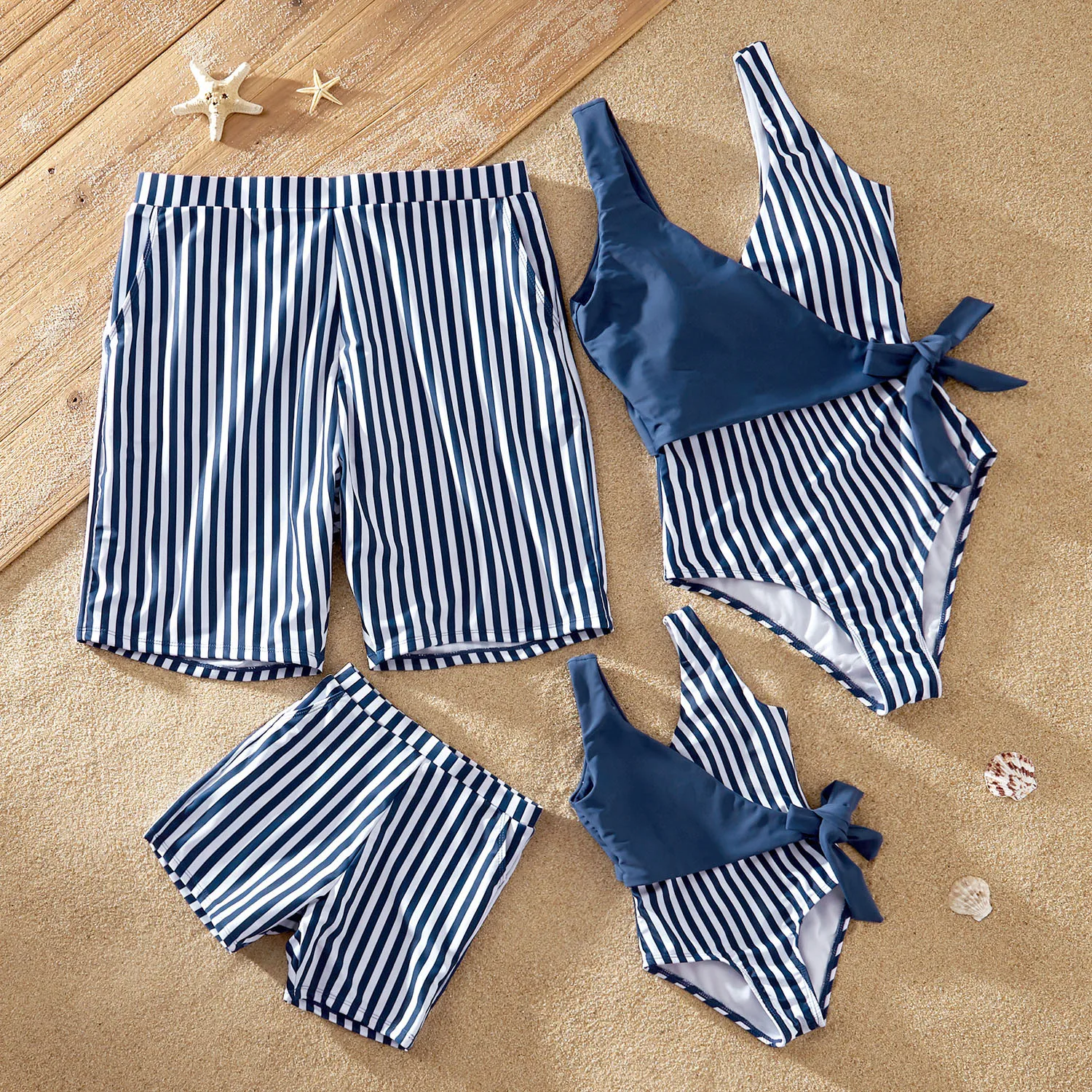 

MUMU Blue Stripe Print Family Matching Swimsuits Bikini