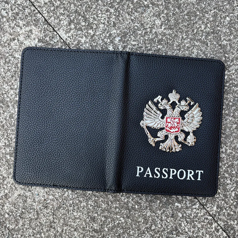 Фото Металлическая обложка для паспорта с российским национальным гербом, модный дорожный кошелек, сумка для паспорта, органайзер для дорожных документов, зажим для паспорта №4