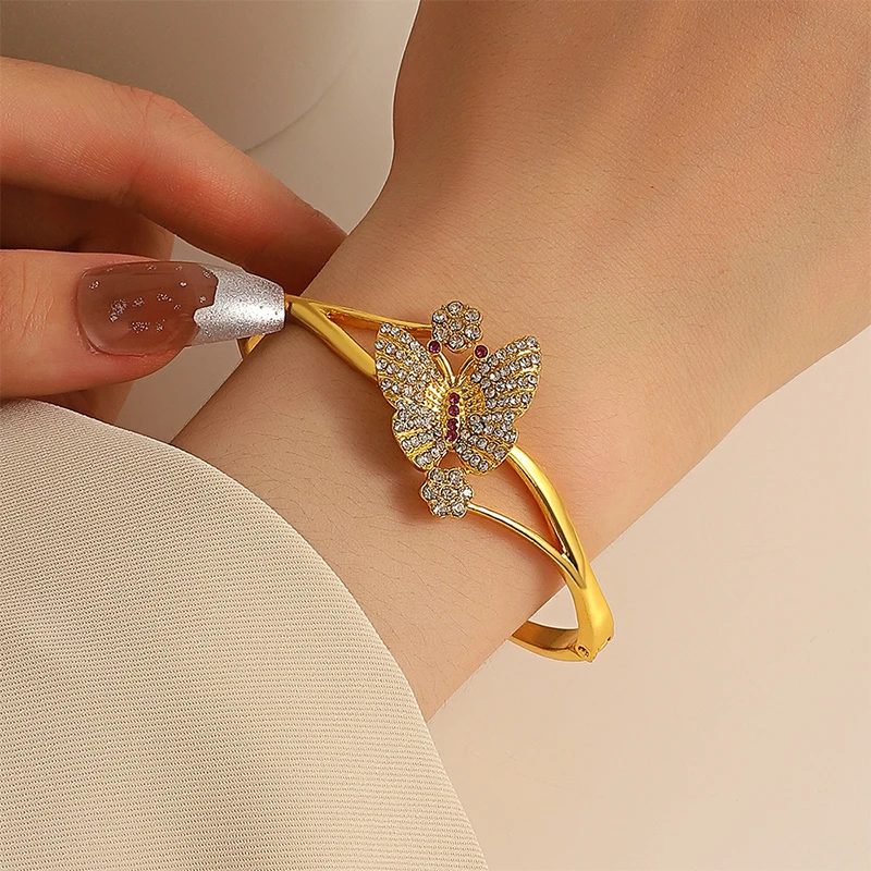 

Vintage Full Diamond Butterfly Fashion Creative Bracelets For Women Korean Fashion Bracelet Daily Birthday Party Jewelry Gifts