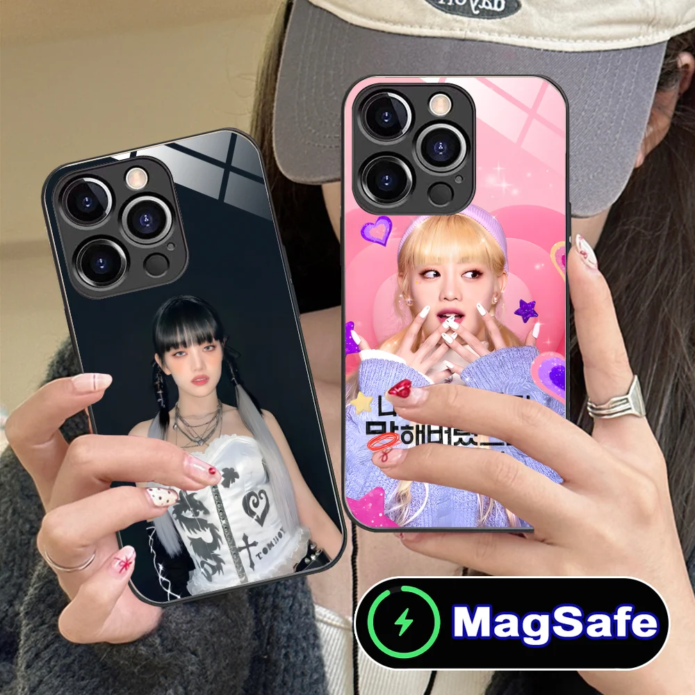 Чехол для телефона KPOP idle Minnie iPhone 16 15 14 13 12 11 Pro Max Plus Mini MagSafe стеклянный чехол