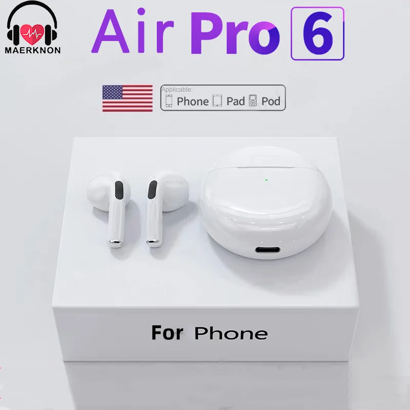 

Оригинальные беспроводные наушники Air Pro 6 TWS, Bluetooth 5,0, наушники с микрофоном и сенсорным управлением, спортивная водонепроницаемая гарнитура, Hi-Fi наушники