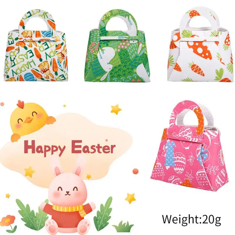 

1PC Happy Easter Egg Hunt Bags Easter Bunny Carrot Chick Egg Gift Bags With Handles Easter Bags For Gifts Wrapping Egg Hunt Game