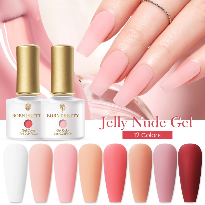 Полупрозрачный розовый полуперманентный Гель-лак для ногтей BORN PRETTY Желейный