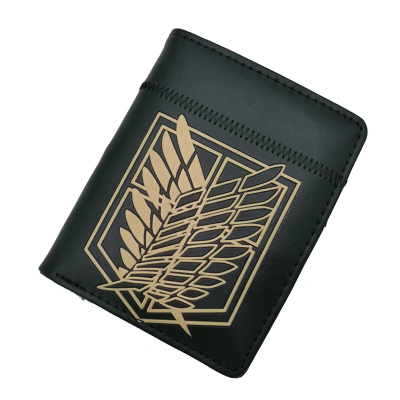 

Black Color Anime Purse Attack on Titan Short PU Wallet Anime Coin Bag