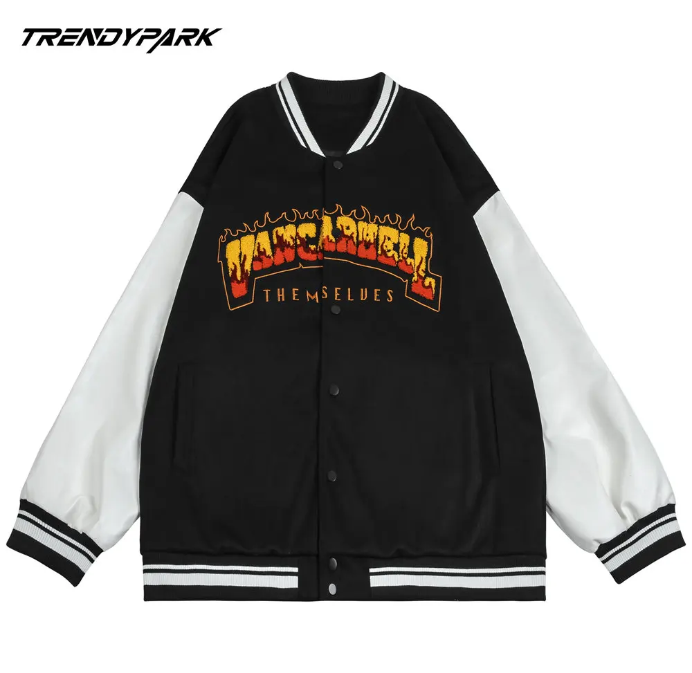 

AAAAMen's Jacket Vintage Letters Embroidery Motorcycle Jackets for Men 2022 Autumn Harajuku Streetwear Casual Pu Faux Leather