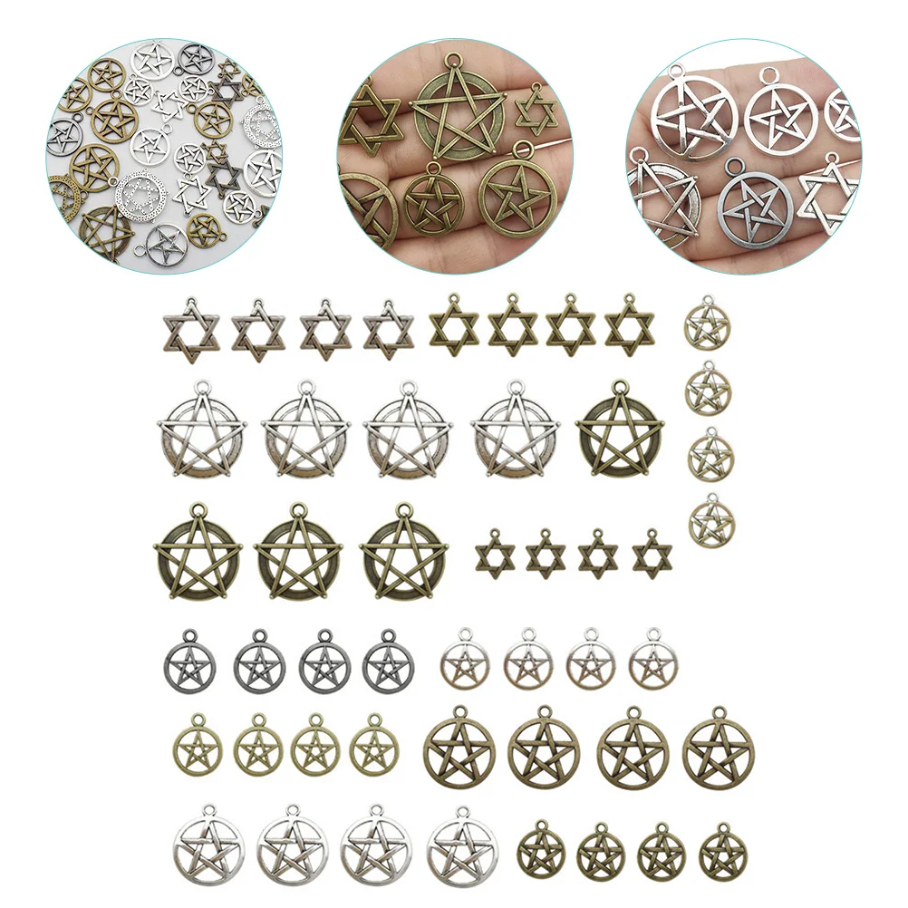 

48 Pcs Pentagram Pendant Vintage Decor Alloy Charms Crafts Jewelry DIY Star Making
