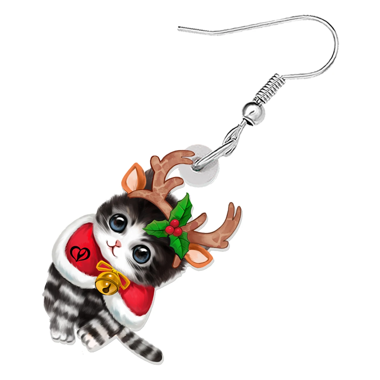 BONSNY рождественские украшения акриловые висячие серьги в виде милых рогов котят