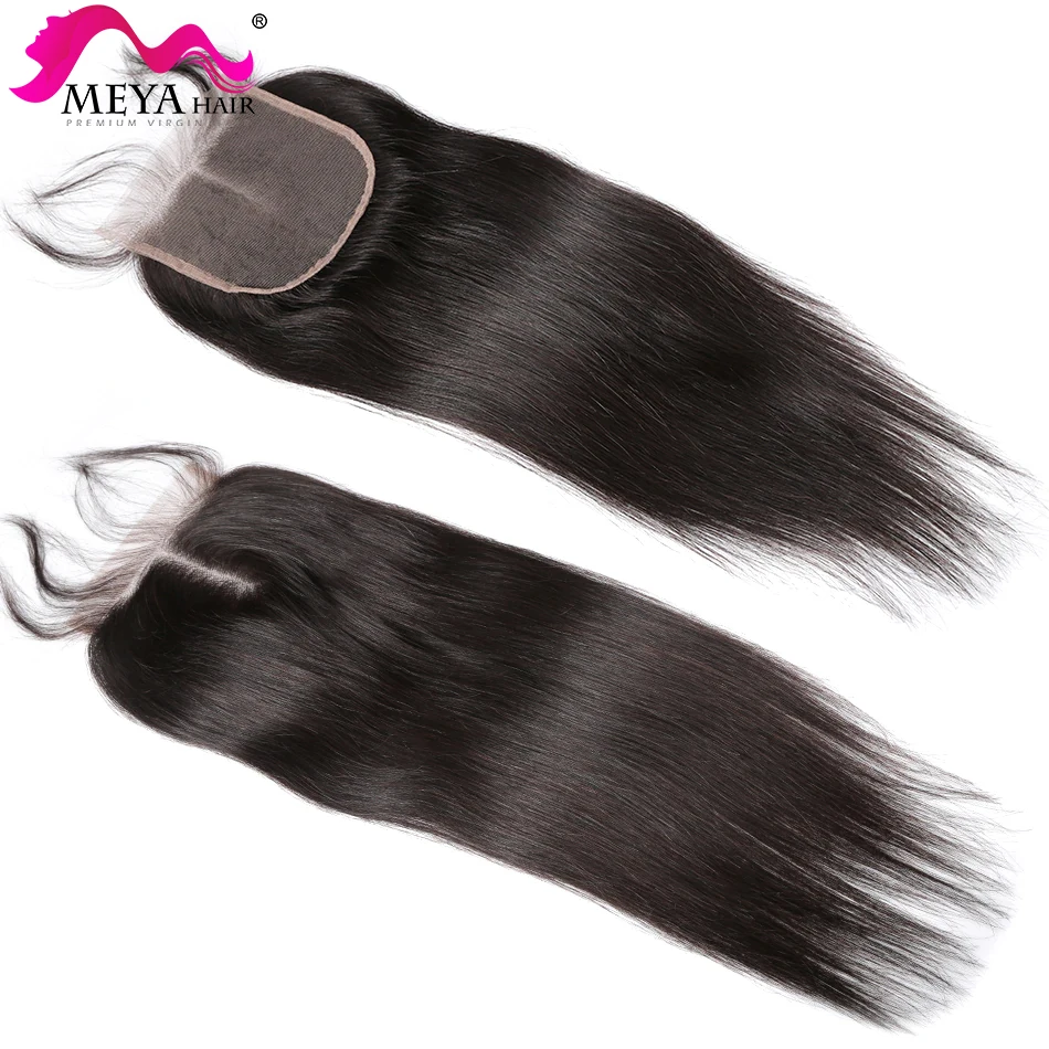 

[Meya] 4x4 Closure Hair 18 20 Inch Straight Lace Closure Pre Plucked With Baby Hair Natural Hairline Brazilian Remy Human Hair