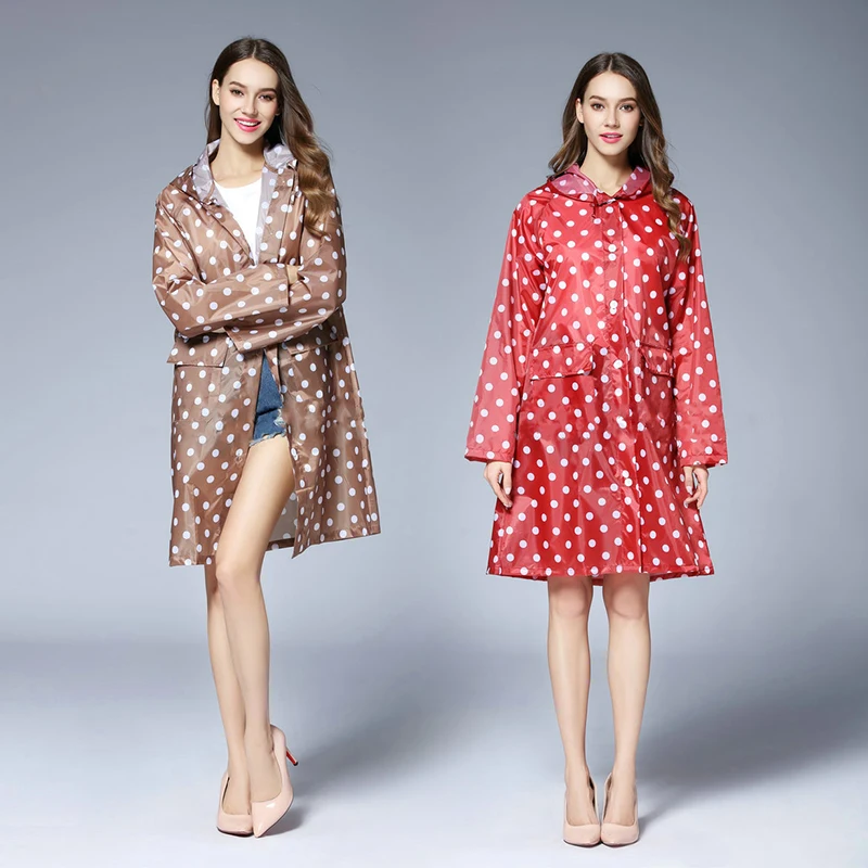 Unisex Polka Dot Raincoat For Women Men Outdoor Camping Waterproof Rainwear Suit High Quality