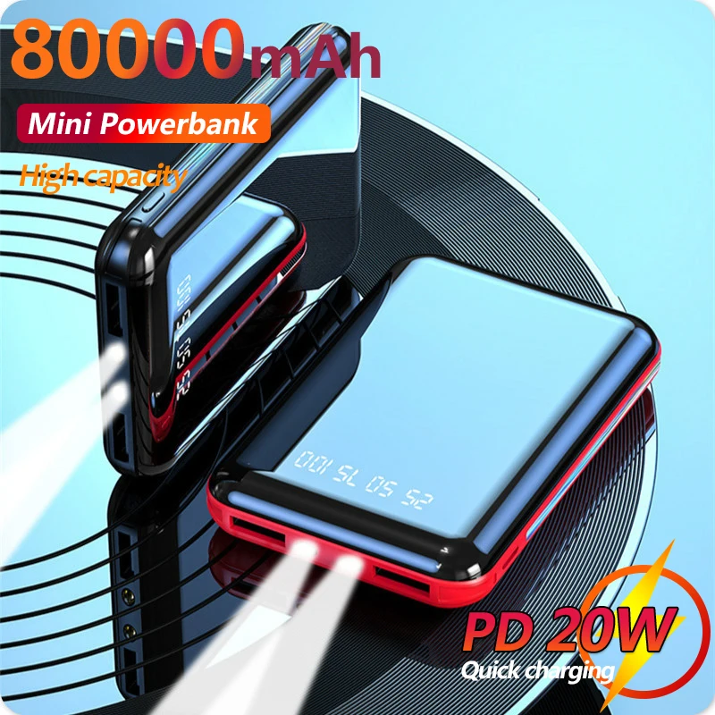 

2022 Hot 80000mAh Mini Power Bank Portable Charging PD 20W External Battery Charger For IPhone Xiaomi Samsung