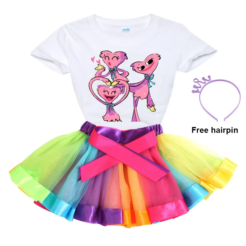 

Комплект одежды для девочек kissymнашу, футболка, костюм, Радужное платье, платье-пачка, Детская летняя детская одежда, милая одежда для малыше...