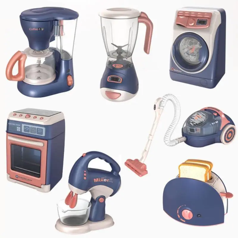 

Kawaii Mini Household Appliances Kitchen Toys Children Pretend Play Washing Machine Vacuum Cleaner Toy Toaster Cooker Toys Girls