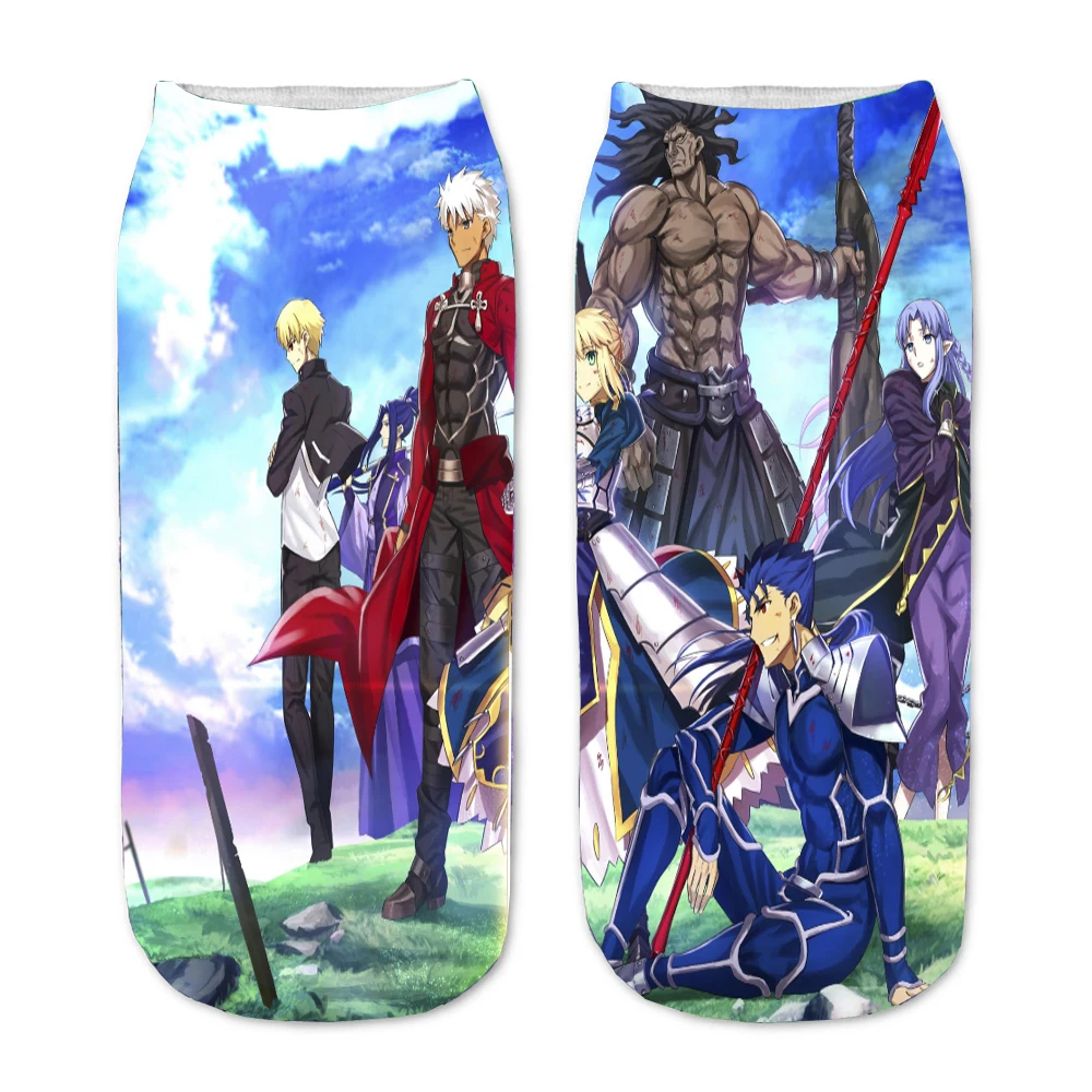 Носки с рисунком аниме fate stay night прямые носки 3D принтом из мультфильмов для мужчин
