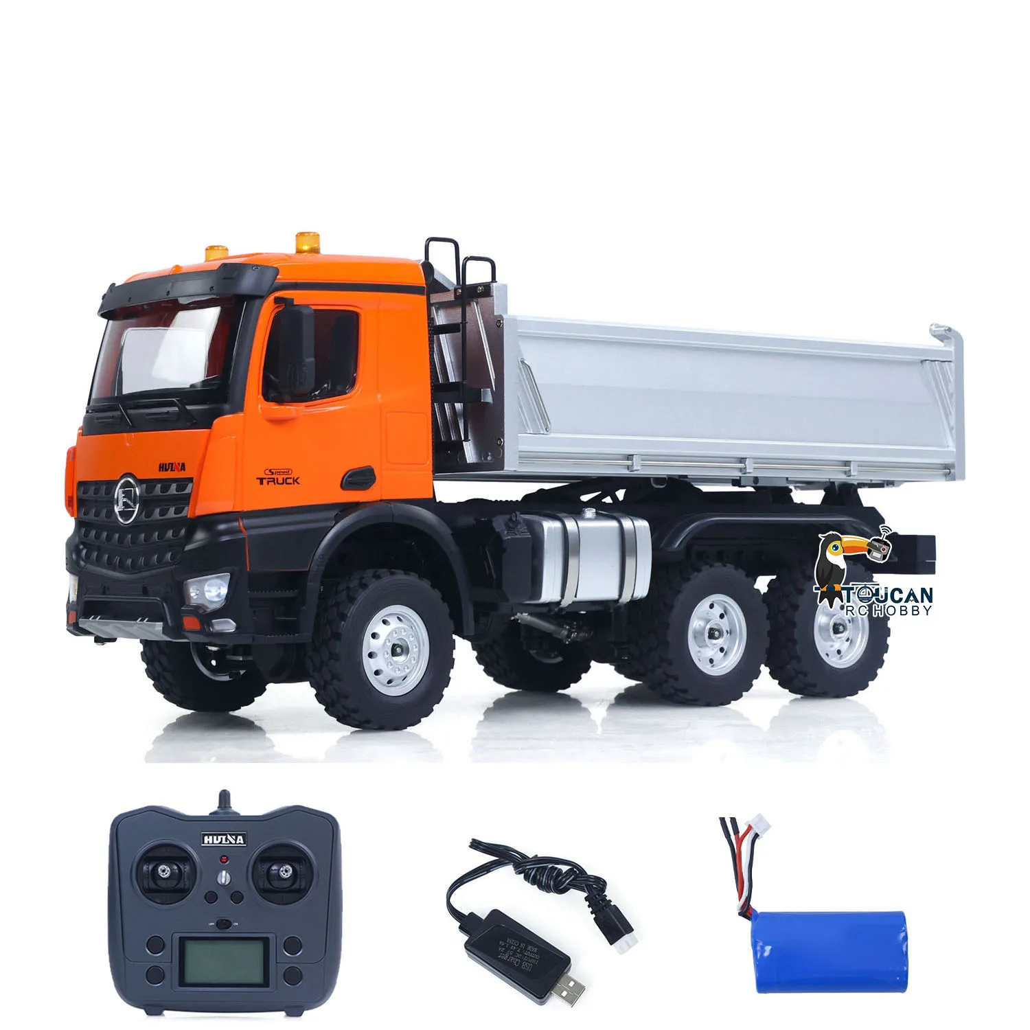 Фото HUINA 1598 RC Самосвал, масштаб 1/14, RTR 2,4 ГГц, электрический пульт дистанционного управления, автомобильный аккумулятор, уличная игрушечная модель, подарки на день рождения №2
