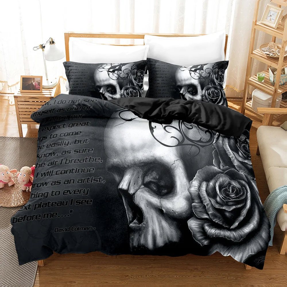 

Set Down Quilt Cover with Pillowcase Double SIngle King 3D Printed bone Bedding