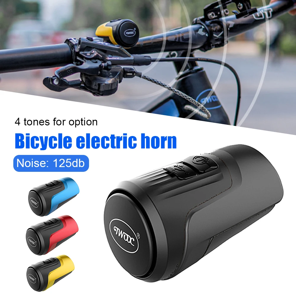 

125dB Bicycle Electronic Bell 4 Tones Scooter E-bike Horn Siren USB Charge Warning Safety Alarm Anti-theft Cycling Accessories
