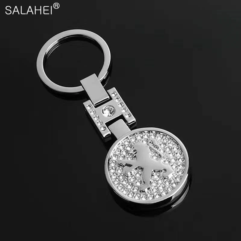 

Metal With Diamond Keyring Car Emblem Logo Pendant Keychain For Gift For Peugeot 107 206 207 208 308 307 407 508 2008 3008 5008