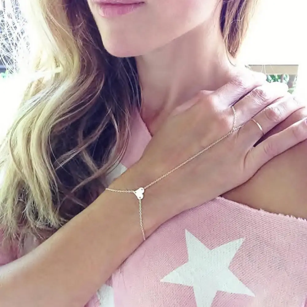 

Модные женские ювелирные изделия, цепочка, браслет, любящее сердце, жгут рук, кольцо на палец, раб, ювелирные изделия