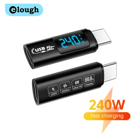 Адаптер elough 240 Вт, 5 А, USB 4,0, USB, цифровой дисплей Type C на Type C, OTG, передача видео для iPhone 15, Samsung, планшетов, ноутбуков