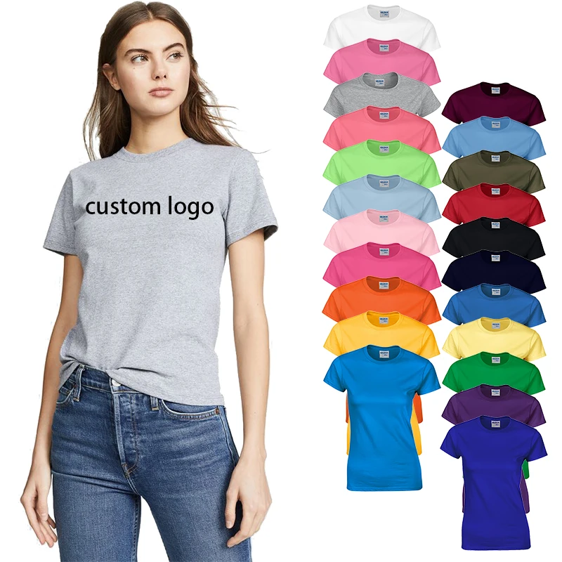 Wholesale 100% Cotton Soft Basic Plain Casual Style graphic T-Shirt Women Blank Solid Colors Custom Logo Outdoor O-Neck T Shirt