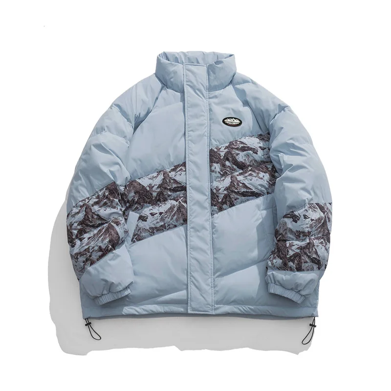 LUCLESAM Men's Camouflage Patchwork Thicked Coats Stand Collar Padded Jackets Winter New Loose Casual Warm Clothing Large Size