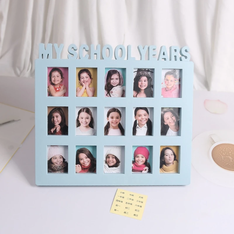 

School Years Photo Moment Student Keepsake Frame Children Campus Grade Record 15 Pictures Display Collage Frame Kids Growing