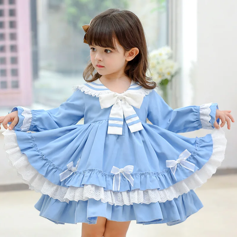 

2023 Baby Girls Spanish Dress Infant Vintage Princess Dresses Children Bowknot Lolita Ball Gowns Kids Birthday Pageant Vestidos