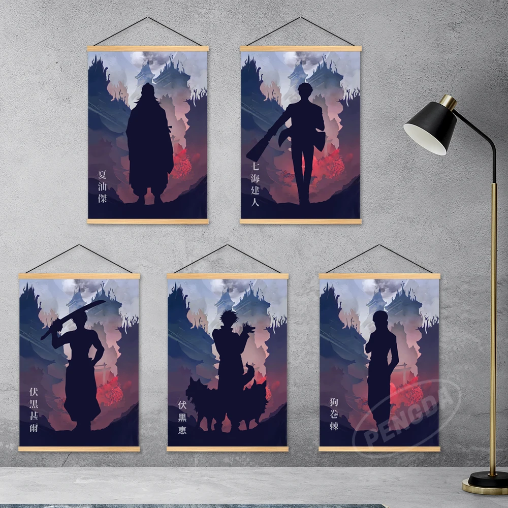 

Canvas Prints Jujutsu Kaisen Painting Itadori Yuji Wooden Hanging Anime Poster Wall Art Nanami Kento Modular Pictures Home Decor