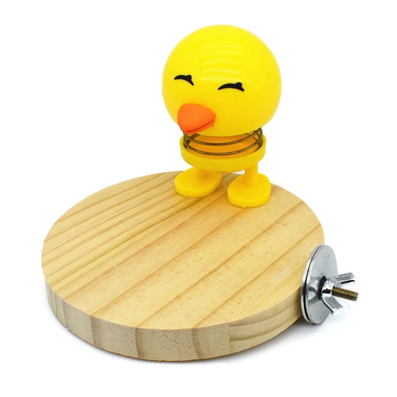 

Bird Perch Wooden Stand Natural Wood Training Platform with Chicken Spring Toy