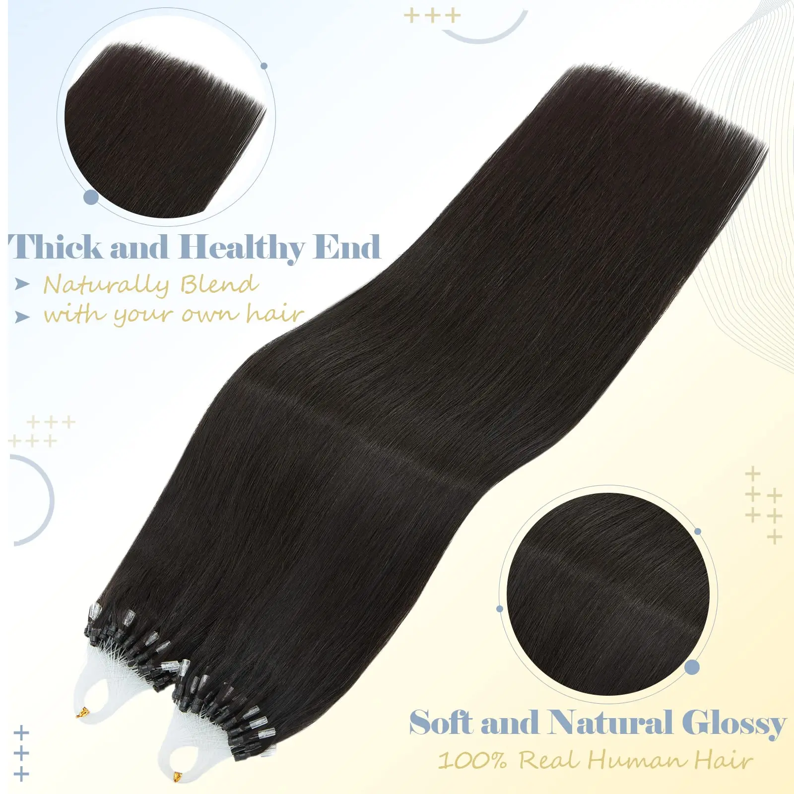Angelove Straight Remy Hair Loop Micro Ring Extensions 50 г/упак. Бразильские натуральные волосы для женщин