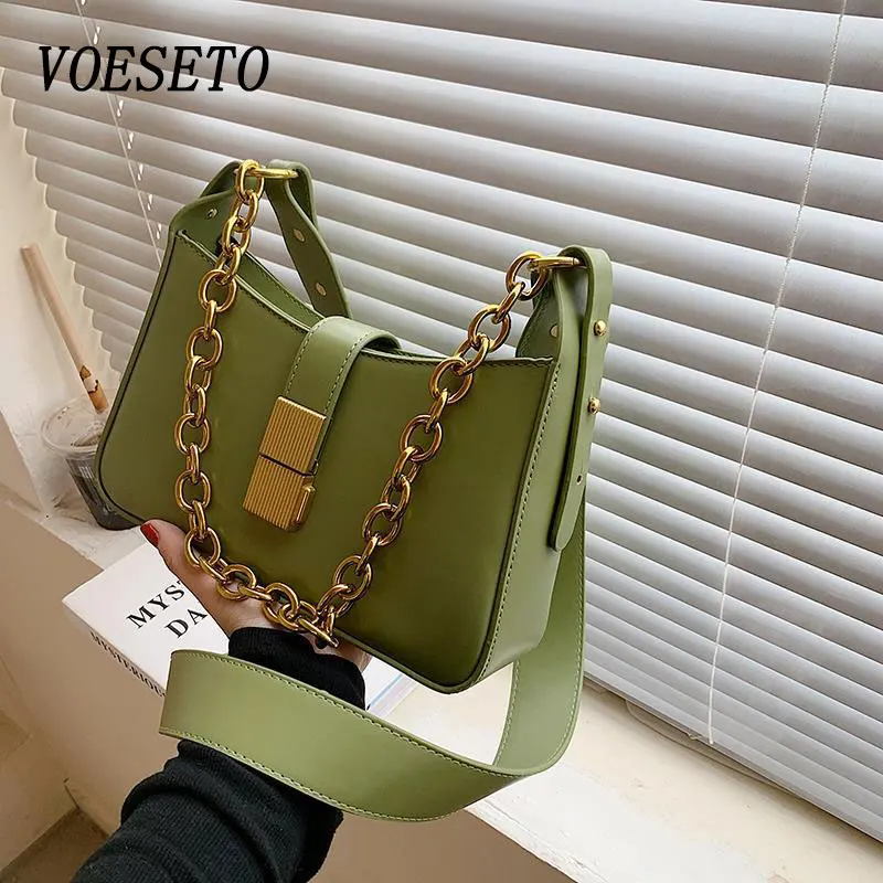 

Women's Luxury Designer 2022 New Trendy Summer Popular Chain Messenger Bag Shoulder Green Bag Underarm Small Square Za White Bag