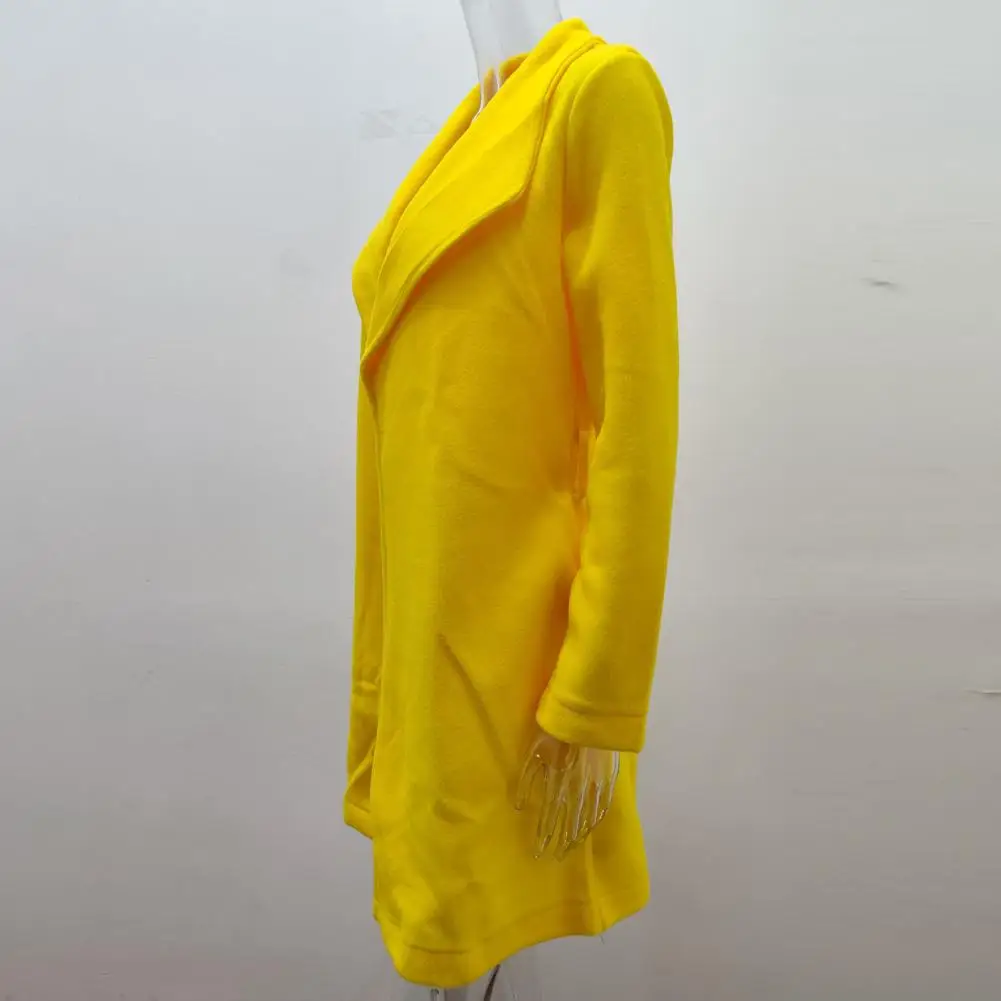 

Chic Lady Autumn Coat Turn-down Collar Keep Warm Formal Thick Mid-calf Length Lady Coat