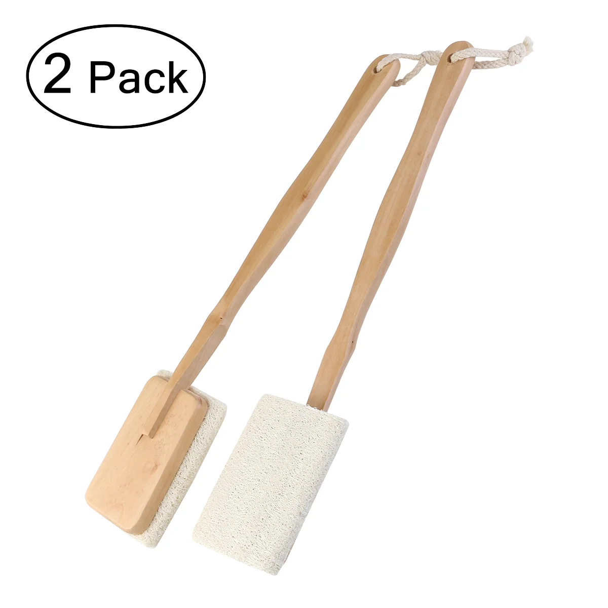 

TINKSKY 2pcs Natural Loofah Bath Body Shower Spa Back Brush with Long Handle