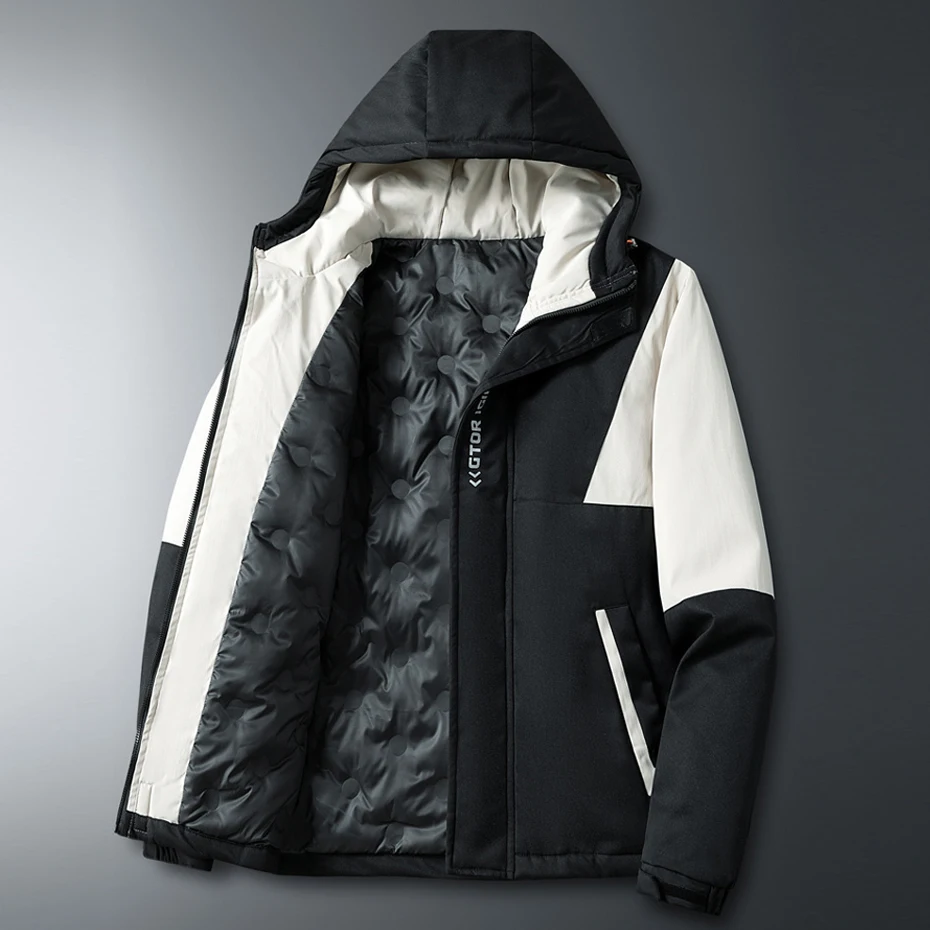 2022 Winter Down Jacket Men Fashion Patchwork Jackets Coats Male Winter Parkas Down Coat Casual Hooded Down Jackets
