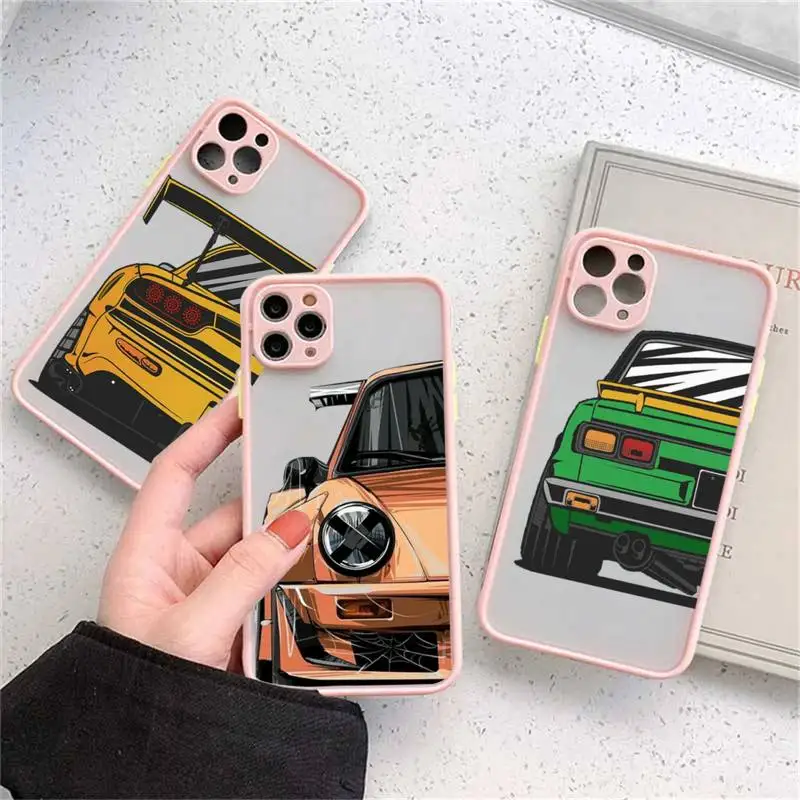 

Male Men JDM Sports Cars Phone Case matte transparent For iphone 14 11 12 13 plus mini x xs xr pro max cover