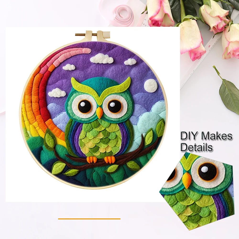 PhotoCustom Забавная картина DIY Набор для вышивания шерсти с рамкой 20X20 см Красочная