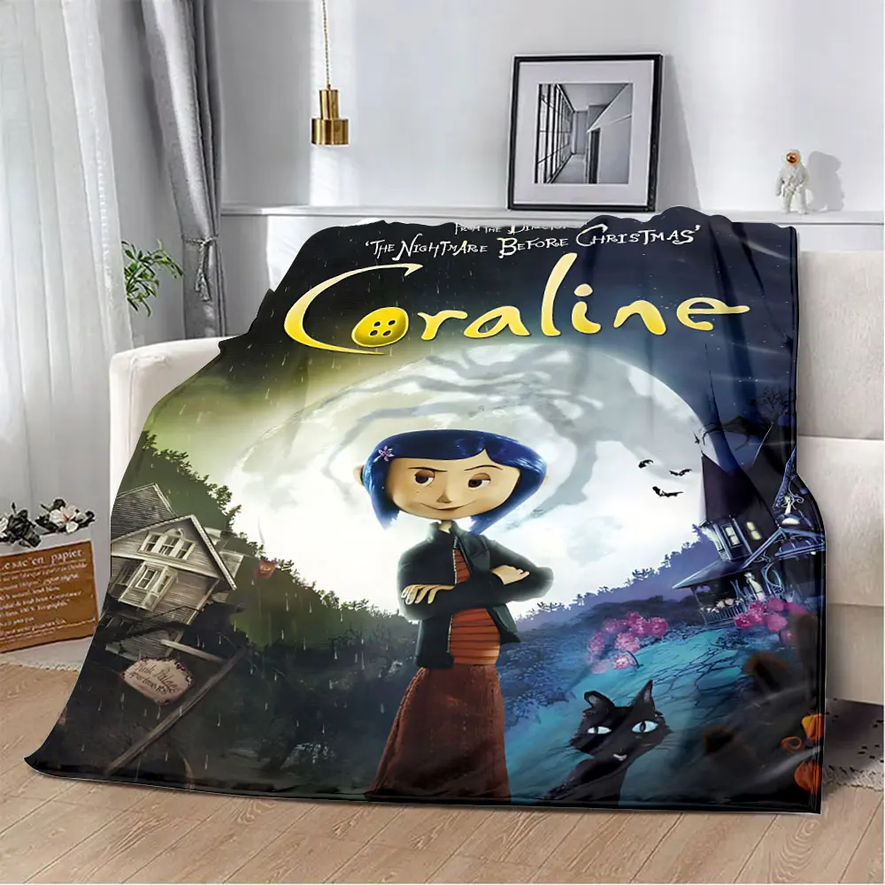 Анимационное одеяло Coraline с принтом одеяла для пикника теплое мягкое и удобное