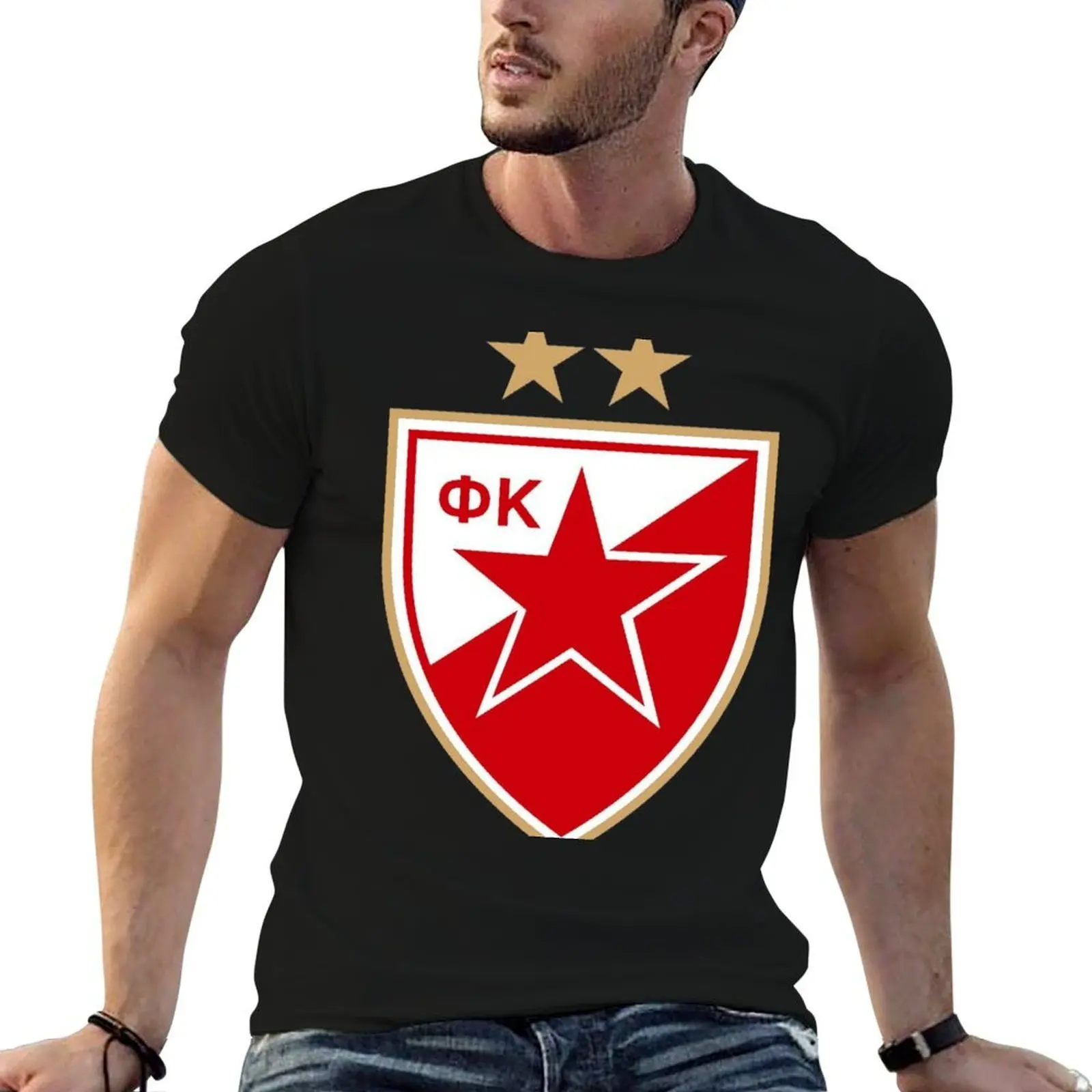 Фото Футболка Red Star Belgrade с классическим принтом и короткими рукавами №1