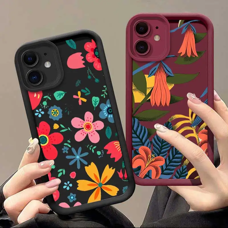 Чехол IP11 для телефона с цветным тропическим лесом чехол iPhone 14Pro 14Plus 14 13Pro 13mini 13 12 XS