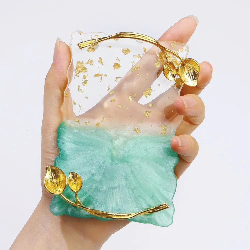 

Tool Display Shelf Nails Art Paint Plate Nail Palette Nail Art Display Nail Polish Painting Plate Agate Golden Edge