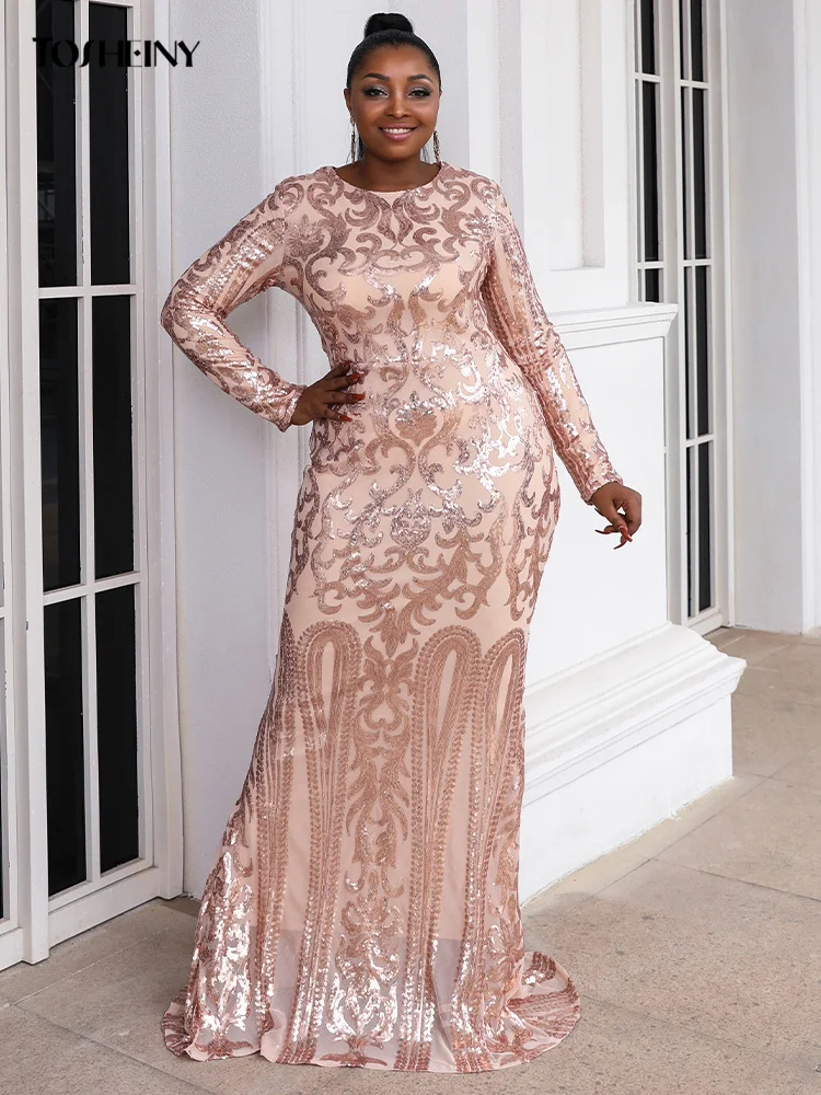 Женское платье-Русалка с блестками на подоле