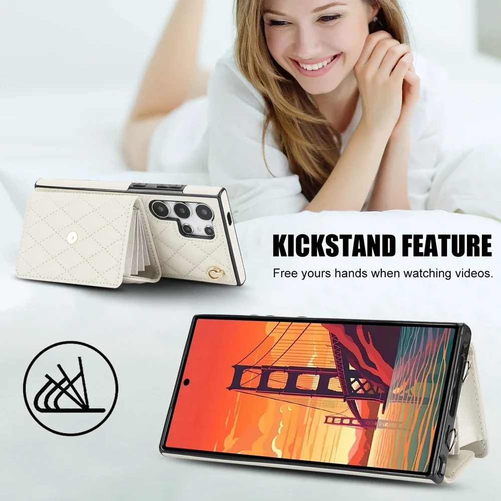 Кожаный чехол-кошелек для Samsung S24 23 Ultra S22 Plus S24U S23Plus S21 A13 A14 A52 A53 A54 Shell ремешок карт