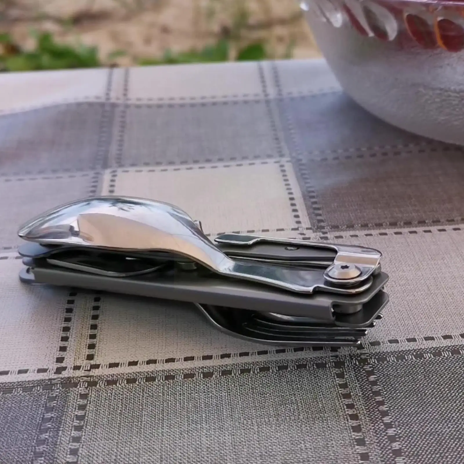 

N In 1 Camping Folding Fork Spoon Portable Cutlery Camping Disassembly Corkscrew Spoon Tableware Steel Cutter For M0K2
