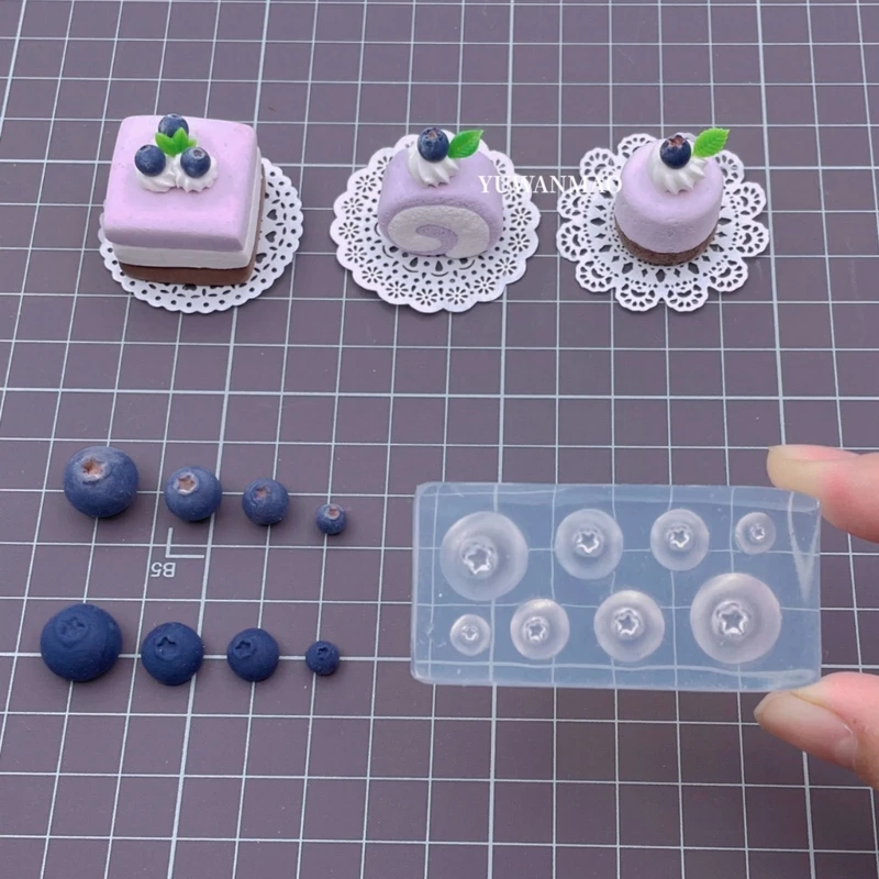 

3D Blueberry Cake Fondant Molds Sugarcraft Gumpaste Silicone Mold for Chocolate Cupcake Topper Decorating Clay Resin Mold