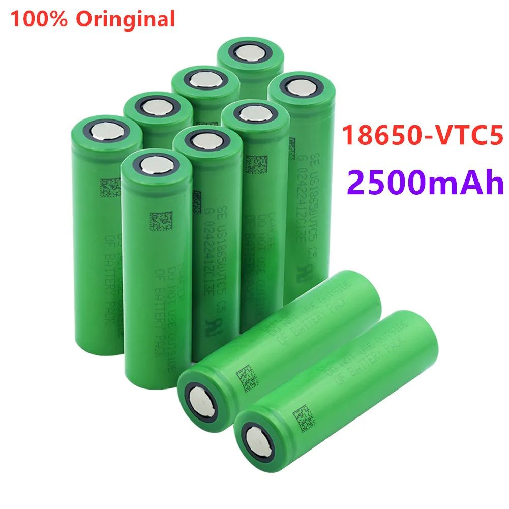 

100% original 3.7V Volt Rechargeable US18650 VTC5 2500mAh VTC5 18650 Battery Replacement 3.7V 2500mAh 18650 Batteries